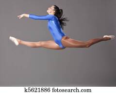 splits jump gymnastic cheerleader legs doing fotosearch female air