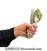 Hand grasping hold of money