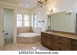 hermoso, nuevo, construcción, cuarto de baño