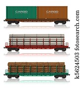 Set of freight railroad cars Set of freight railroad cars