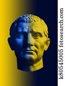 Statue of Guy Julius Caesar Octavian Augustus. Creative concept colorful neon image with ancient roman sculpture Guy Julius Caesar Octavian Augustus head. Cyberpunk, vaporwave and surreal art style. Statue of Guy Julius Caesar Octavian Augustus. Creative concept colorful neon image with ancient roman sculpture Guy Julius Caesar Octavian Augustus head. Cyberpunk, vaporwave and surreal art style.