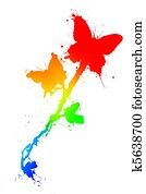 Butterfiles in paint splatter Butterfiles in paint splatter