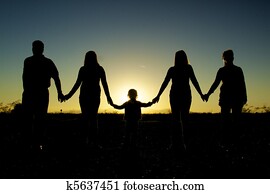 Family Togetherness Silhouetted