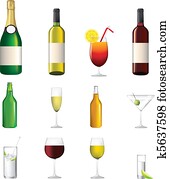 highly detailed icon collection of different alcoholic drinks highly detailed icon collection of different alcoholic drinks