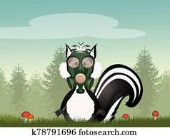 illustration of skunk with gas mask illustration of skunk with gas mask