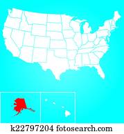 Illustration of the United States of America State - Alaska