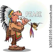 indische, rauchen röhre, frieden