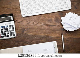 Keyboard And Calculator With Receipts