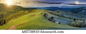 panorama of time change above countryside panorama of time change above countryside