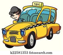 Cartoon taxi driver Clipart | k4255442 | Fotosearch