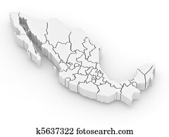 Three-dimensional map of Mexico Three-dimensional map of Mexico