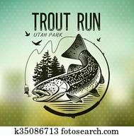 vindima, truta, pesca, emblemas