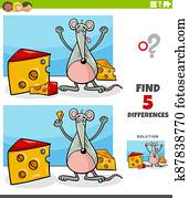 הבדלים, חינוכי, משימה, ל, ילדים, עם, עכבר, וגבינה