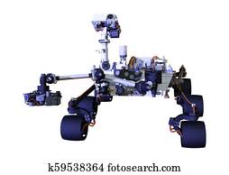 3D Rendering Mars Rover on White