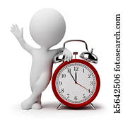 3d, קטן, אנשים, -, שעון של אזעקה