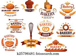 Bakery and bread symbols or banners Bakery and bread symbols or banners