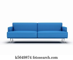 blue leather sofa on white background - digital artwork blue leather sofa on white background - digital artwork