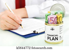 Business man making financial plan - closeup