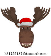 cartoon moose with a christmas cap cartoon moose with a christmas cap