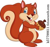 Cartoon squirrel holding an acorn Cartoon squirrel holding an acorn
