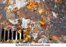 Clogged sewer blocks rainwater runoff