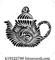 decorativo, silueta, bule