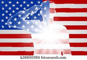 dia veterans, soldado, saudando