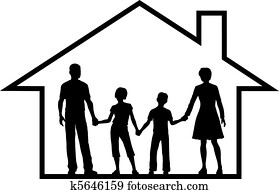 Family house parents kids inside safe home Family house parents kids inside safe home