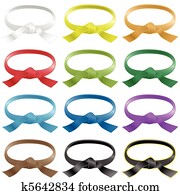 Martial arts belts in various color Martial arts belts in various color