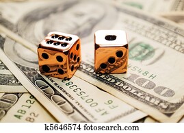 Pair of Copper Dice on Money
