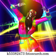 Retro Disco Girl with Afro. Retro Disco Girl with Afro.