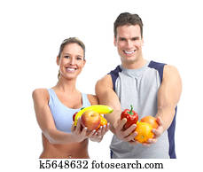 unge mennesker, hos, grønsager, og, frugter