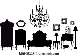 vintage bedroom, vector vintage bedroom, vector