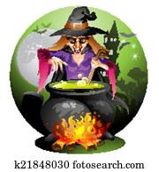 Witch preparing a potion Witch preparing a potion