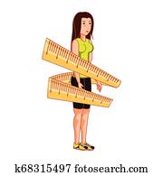 young athletic woman with measuring tape