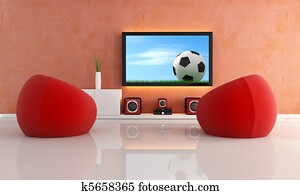 attente, pour, jeu football, dans, a, habiter moderne, salle