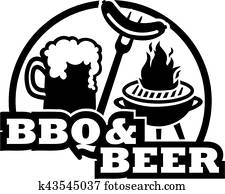 BBQ and beer with grill and sausage BBQ and beer with grill and sausage