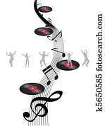 dancing on music note 