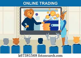 en línea negociando, finanzas, estrategia, instrucción negocio