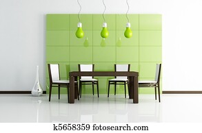green modern dining room with wooden table green modern dining room with wooden table