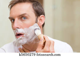 homem, raspar, em, a, banheiro