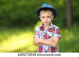 Portrait of a boy on vacation in summer camp