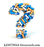 pílulas, ou, cápsulas, como, um, marca pergunta, branco, isolado, backgroun