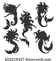 Silhouette of mermaid set Silhouette of mermaid set