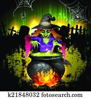 Witch preparing a potion Witch preparing a potion