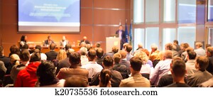 audiência, em, a, conferência, hall.