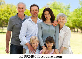 familie, anseelsen, i parken