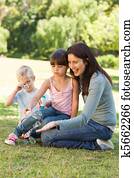 familie, blasen blasen, park