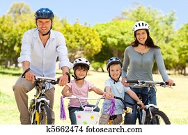 Family with their bikes