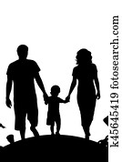 Happy family. Father, mother, son and daughter together.